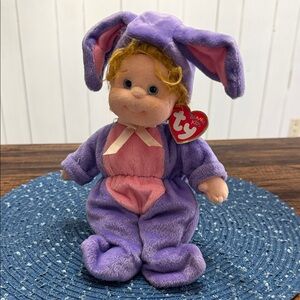 Ty 2000 Beanie Kids Precious doll dressed in purple  Bunny Costume